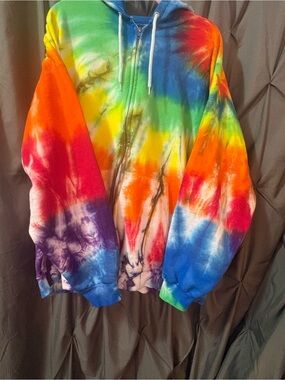Rainbow Tie-Dye Zip-Up Hoodie